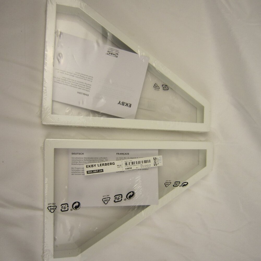 Lot Of 2 IKEA EKBY Lerberg 301.687.24 White Metal 11”Brackets - New - Sealed